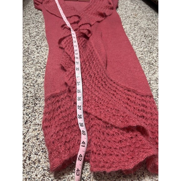 Moda International Size S Duster Cardigan Sweater kid Mohair Ruffled Whimsical - Picture 4 of 6